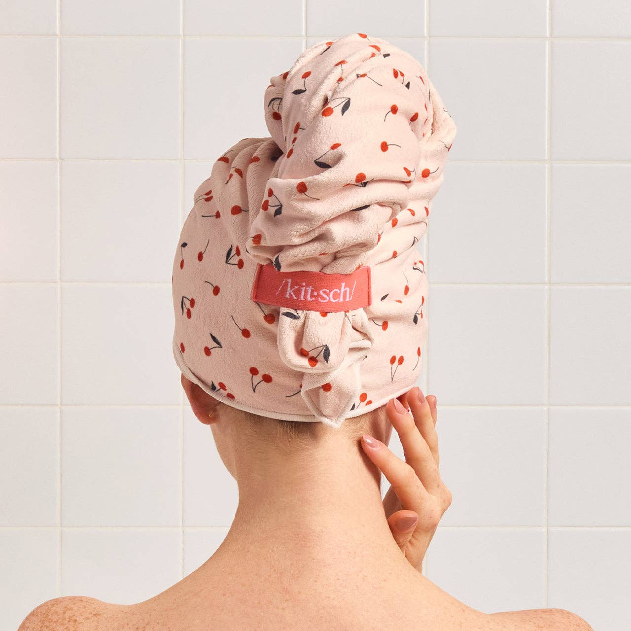 Hair Towel Wrap - XL - Cherry Print