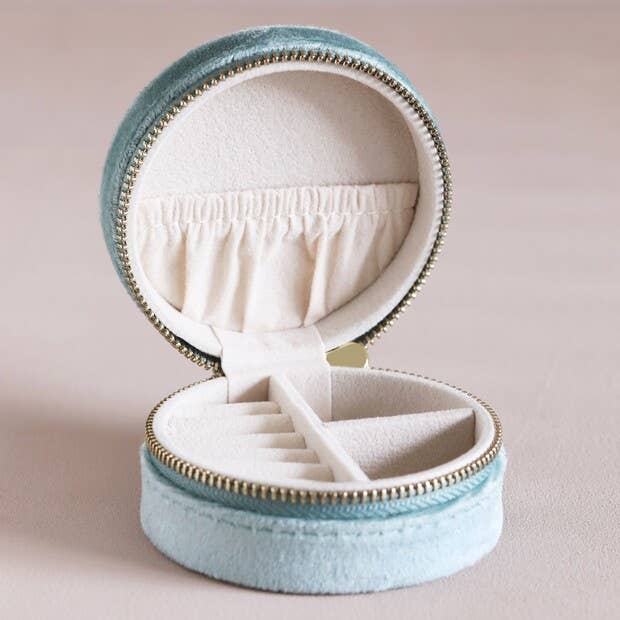 Jewellery Case - Mint Green Velvet