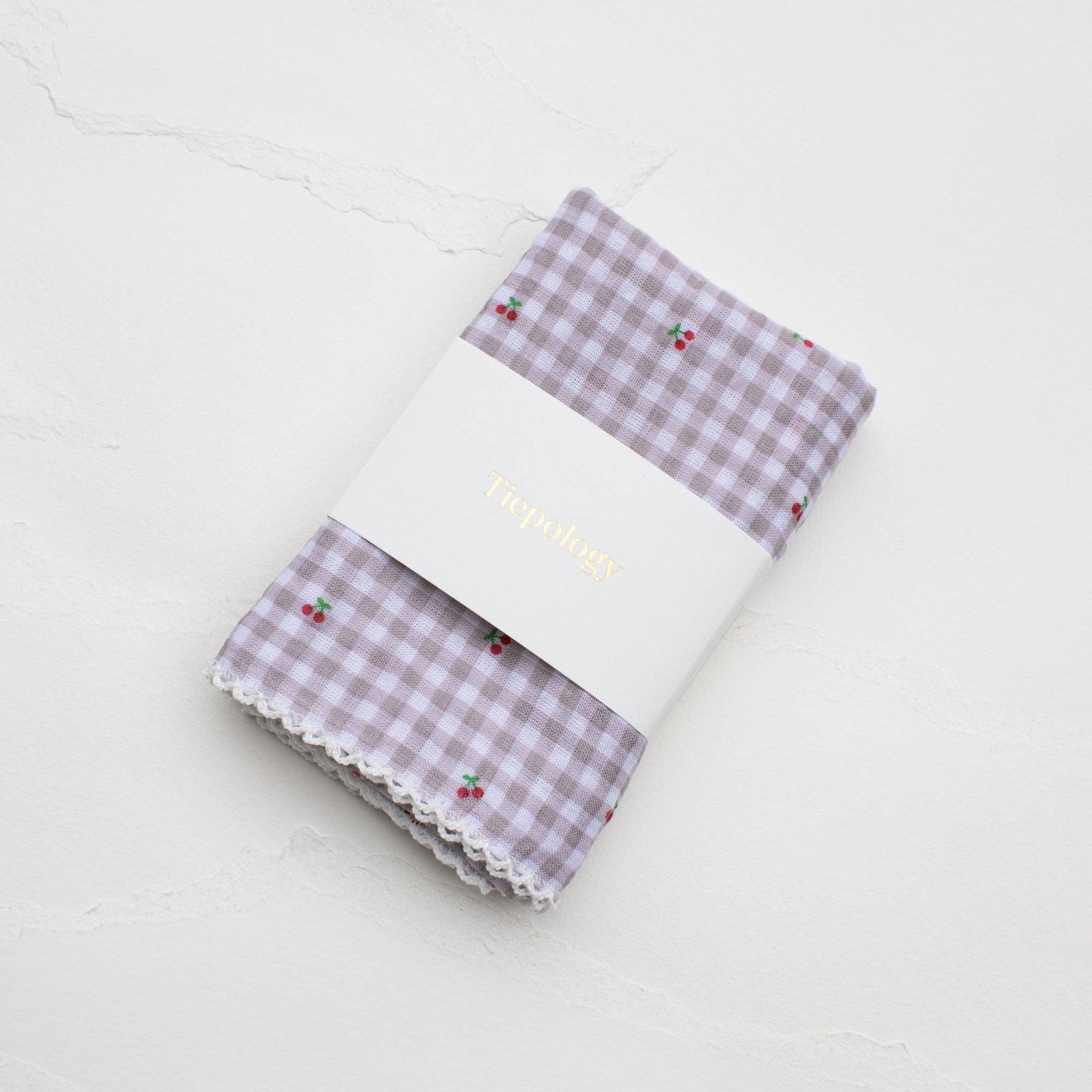 Scarf - Cottage Mini Checker With Cherry Khaki