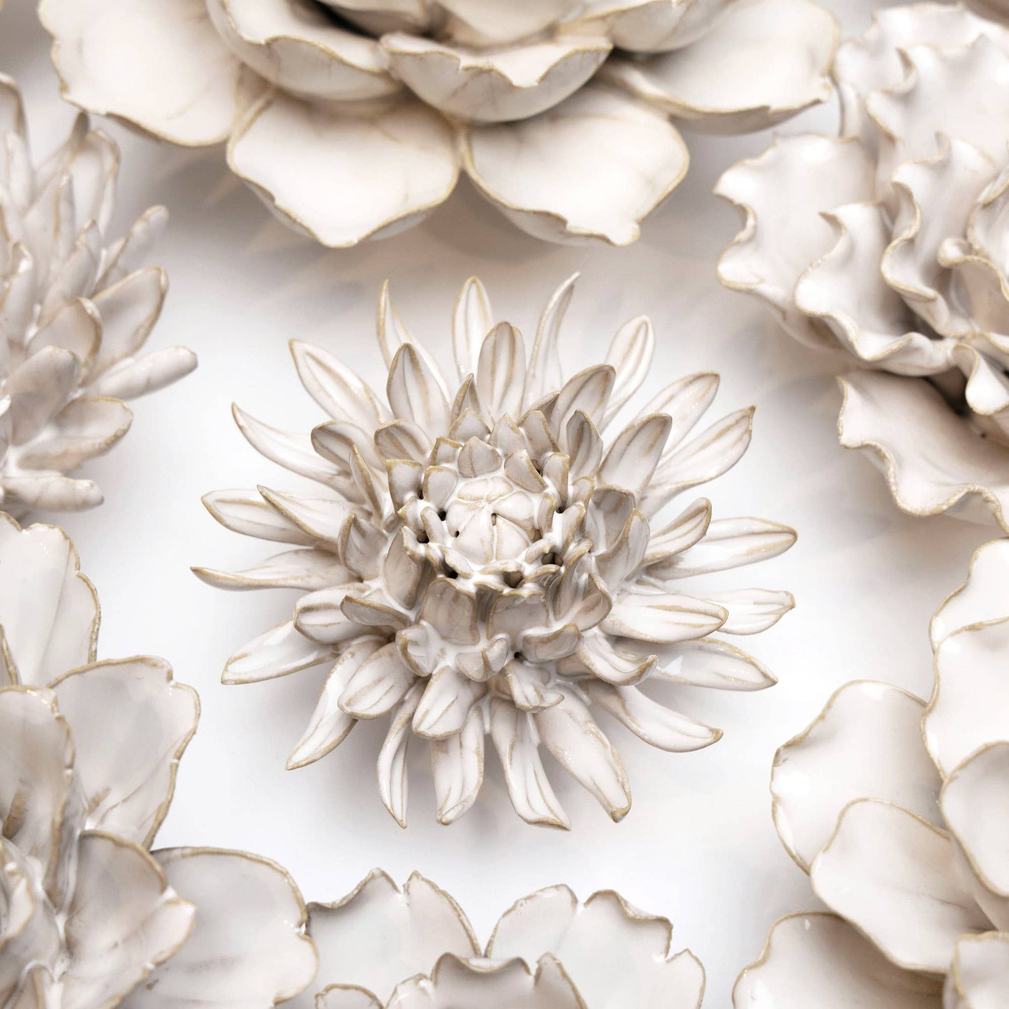 Coastal Ceramic Flowers: Ivory Rose
