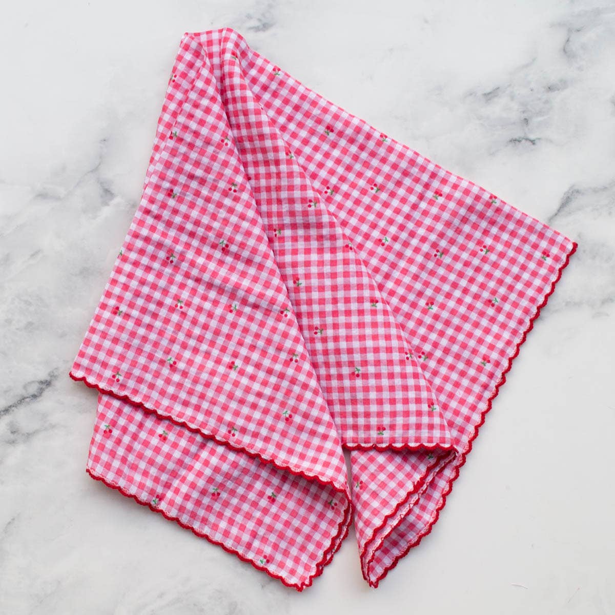 Scarf - Cottage Mini Checker With Cherry Cotton - Pink/Cherry