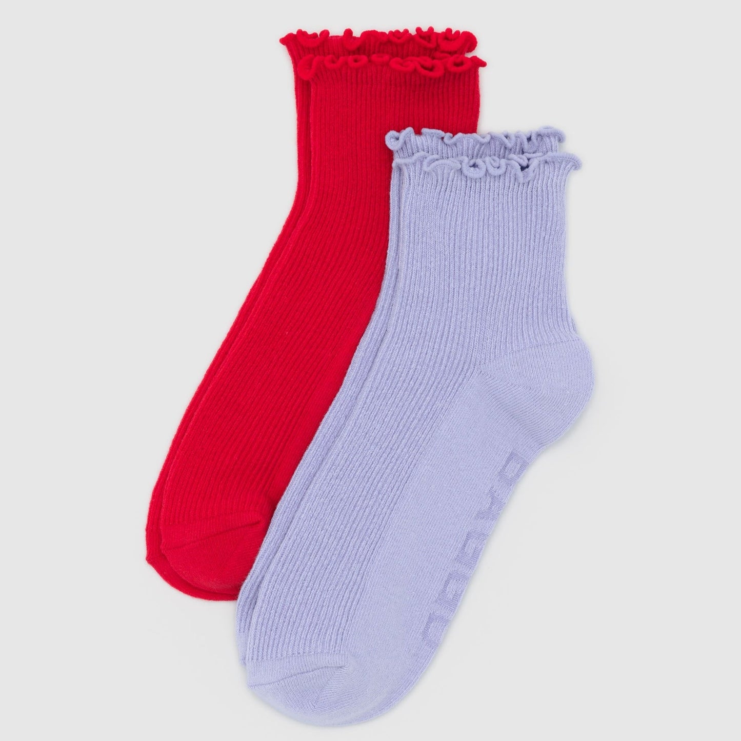 Baggu - LETTUCE EDGE SOCK SET - LAVENDER & RED