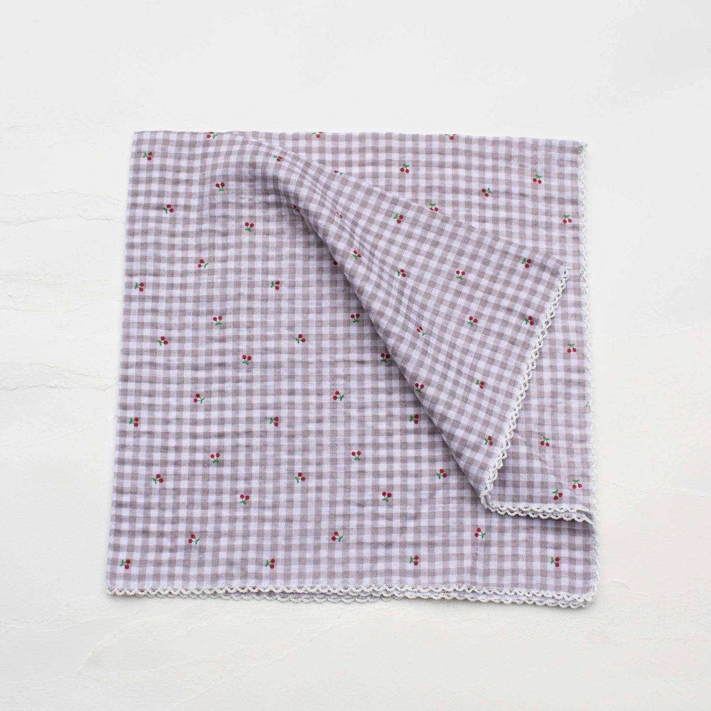 Scarf - Cottage Mini Checker With Cherry Khaki