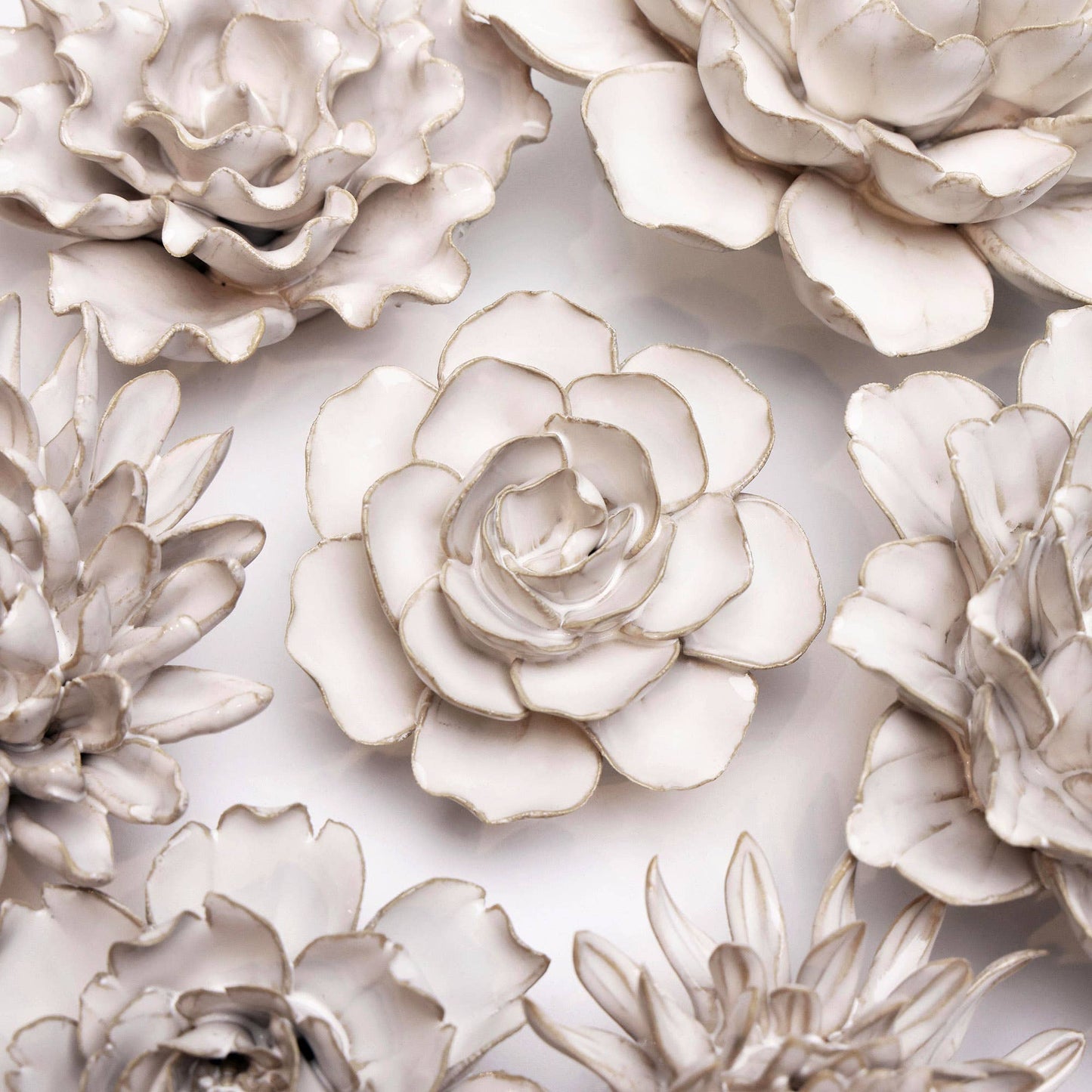 Coastal Ceramic Flowers: Ivory Rose
