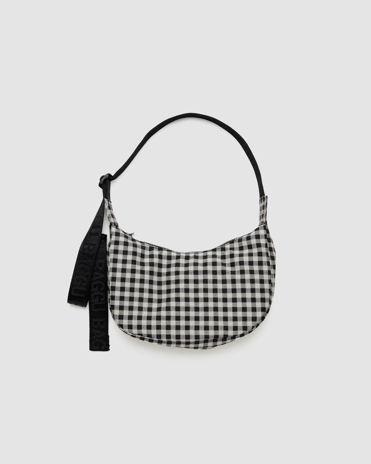 Crescent Bag - Small - Black & White Gingham