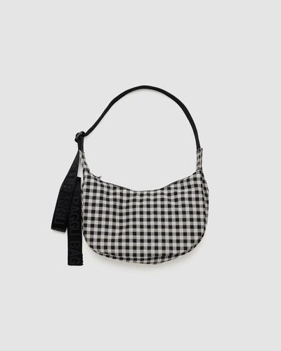 Baggu - Small Nylon Crescent Bag - Black & White Gingham