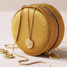 Jewellery Case - Mustard Round Velvet  with Floral Lining