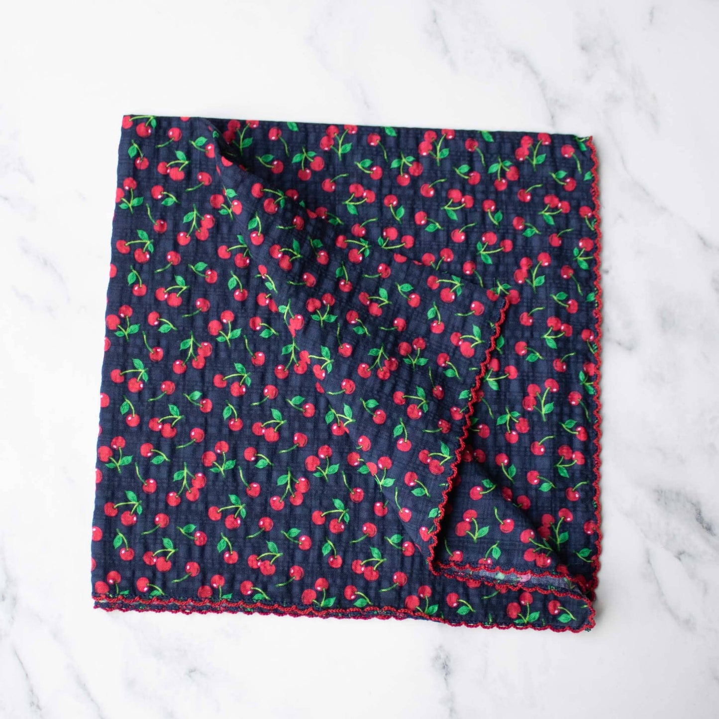 Scarf - Cherry Cotton - Navy/Red
