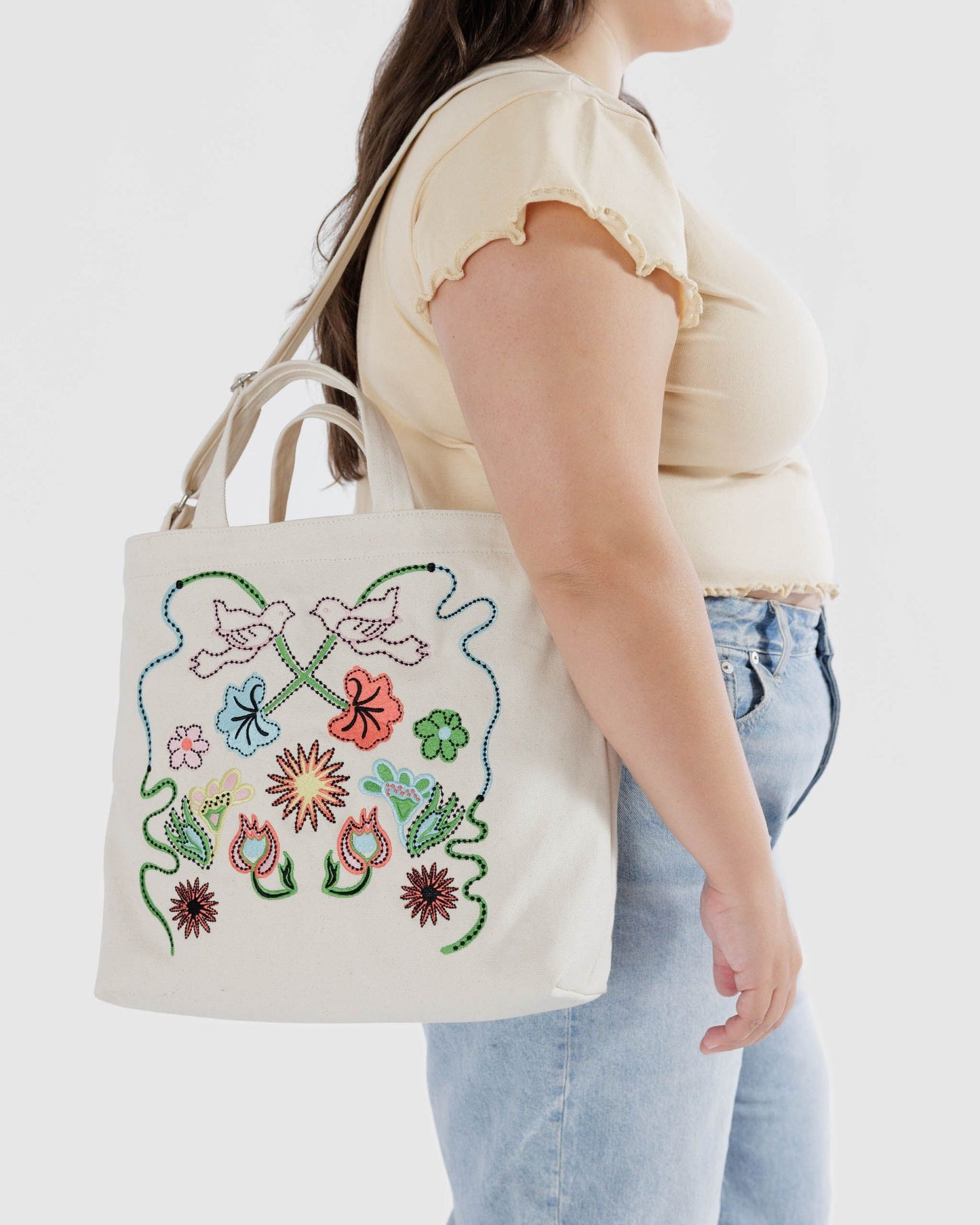 Duck Bag - Embroidered Birds - Horizontal