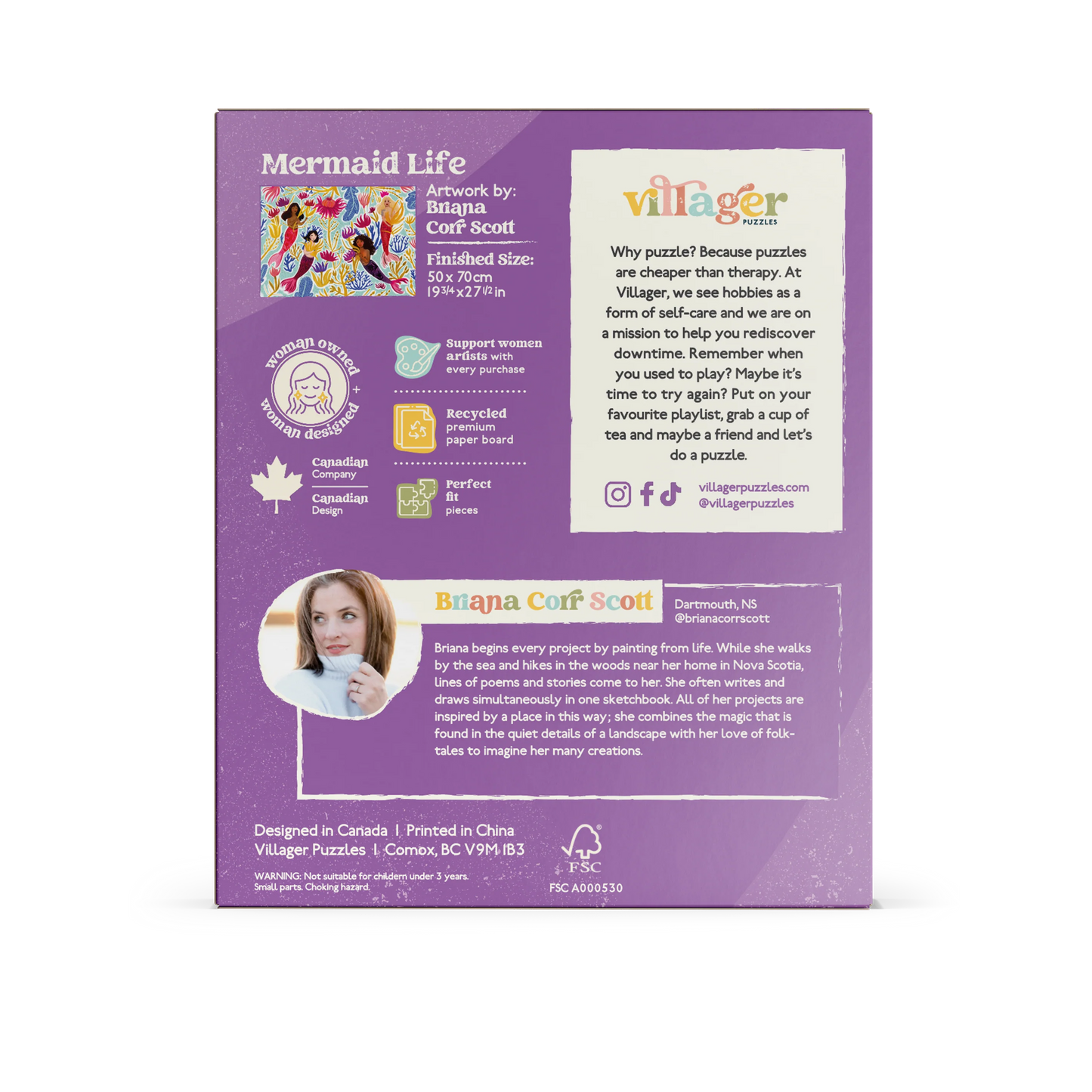Villager Puzzles - Mermaid Life | 1000-Piece Puzzle for Adults | Designed in Canada by Briana Corr Scott