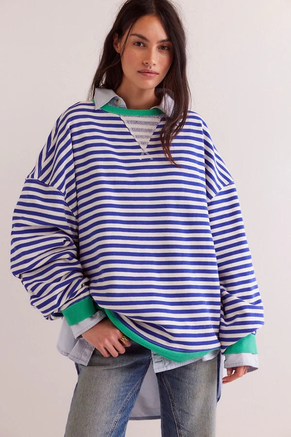 Free People Classic Striped Oversized Crewneck