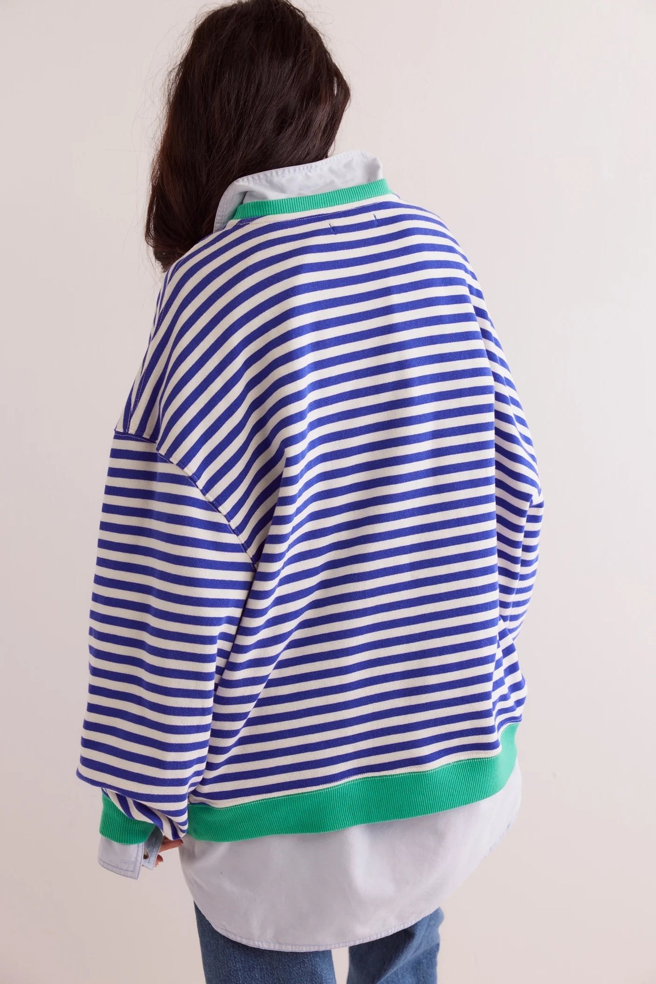 Free People Classic Striped Oversized Crewneck