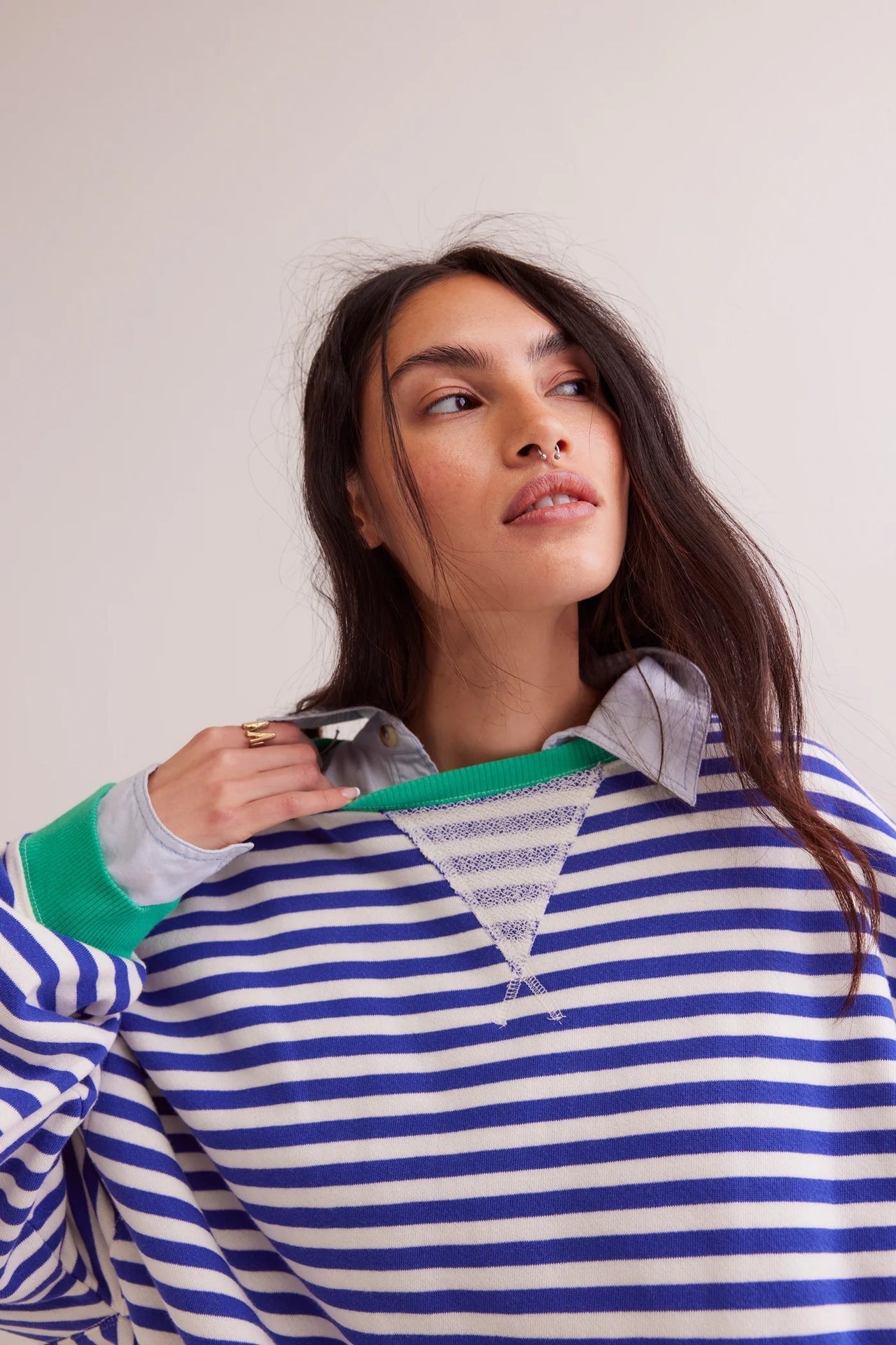 Free People Classic Striped Oversized Crewneck