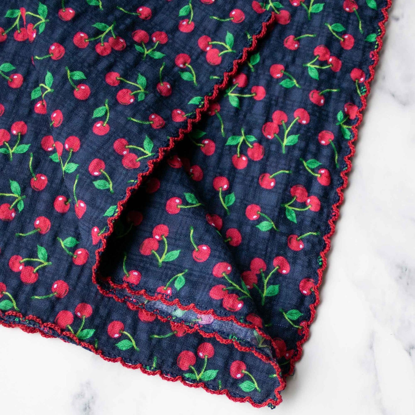 Scarf - Cherry Cotton - Navy/Red