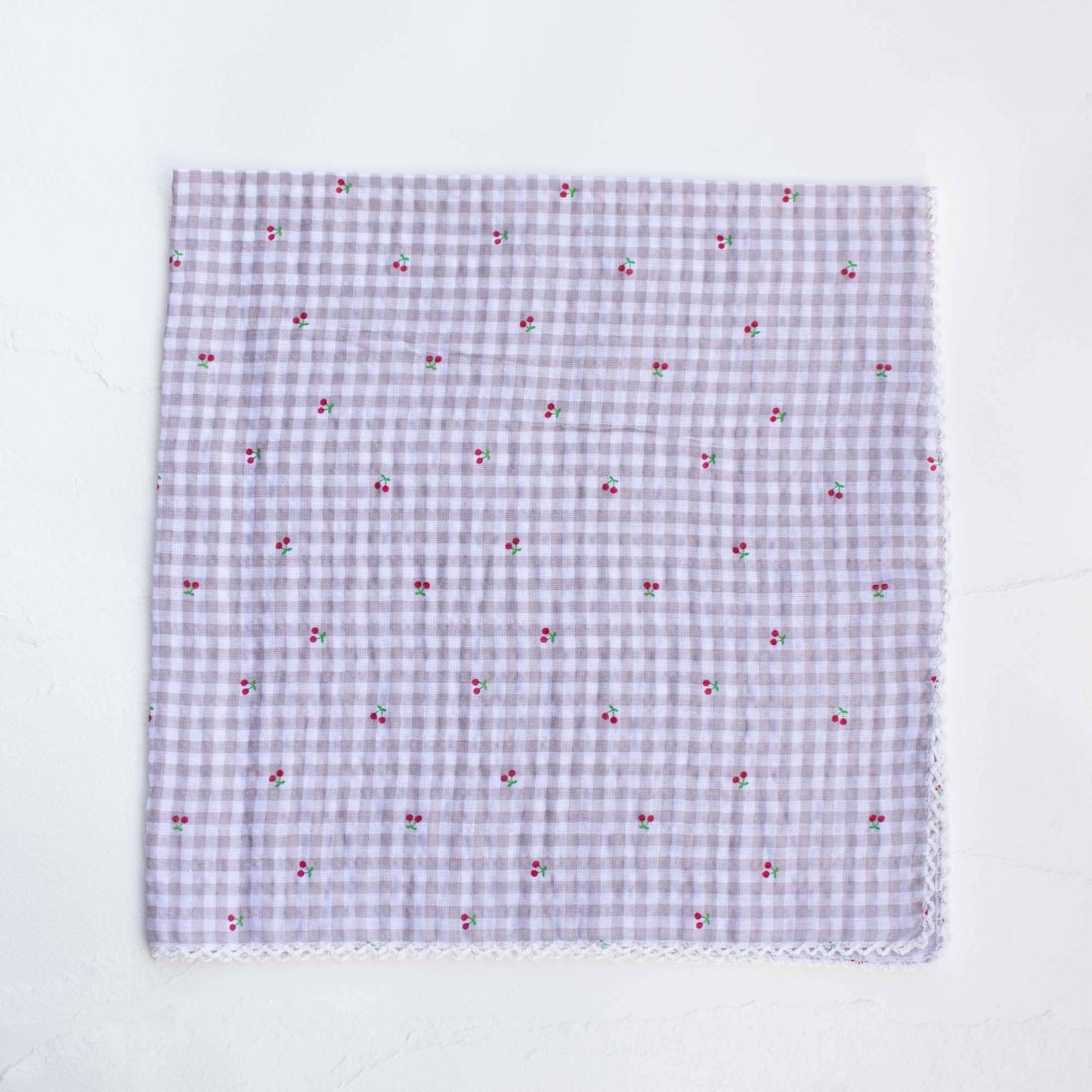 Scarf - Cottage Mini Checker With Cherry Khaki