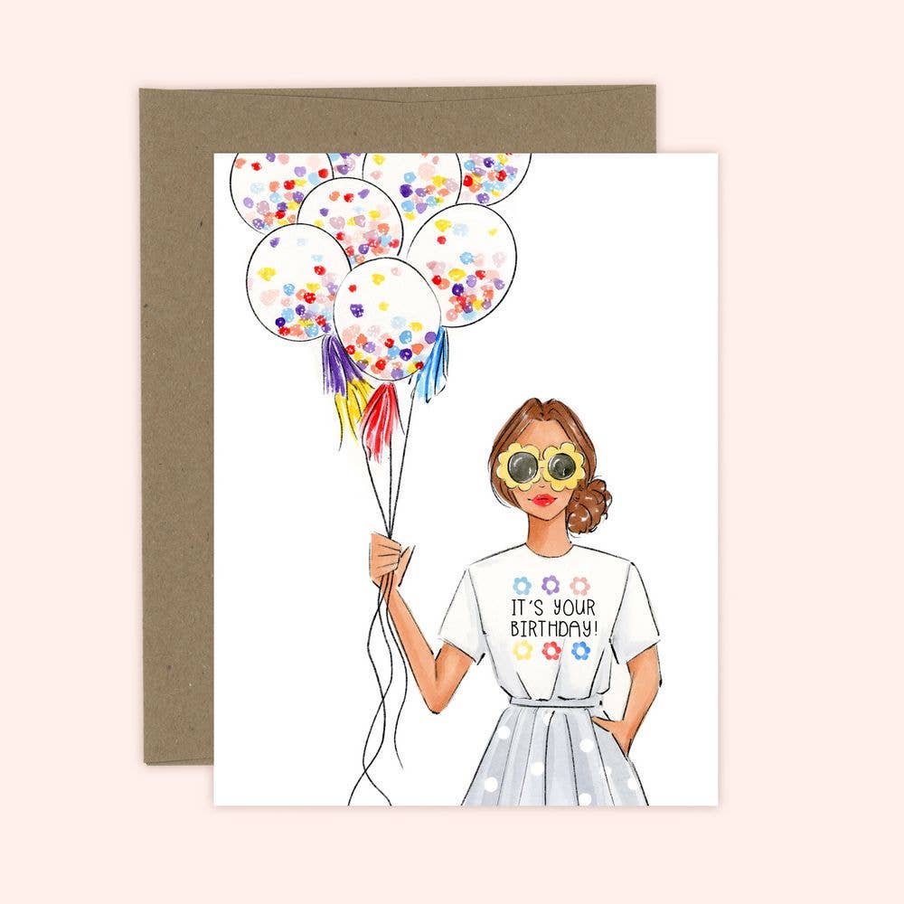 It's your Birthday! Colorful Birthday Greeting Card: Luxe Felt + White Envelope