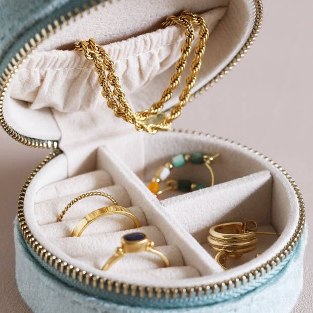 Jewellery Case - Mint Green Velvet