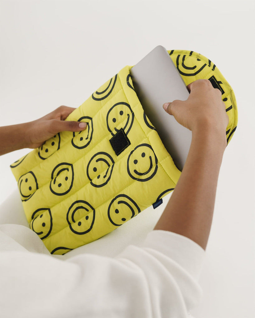 Puffy Laptop Sleeve - Yellow Happy