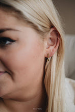 Earrings - Ribbed Bar Peridot Drops. Leaf