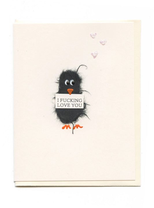 "I Fucking Love You!" Crow with Sign