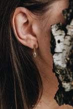 Earrings - Ribbed Bar Peridot Drops. Leaf