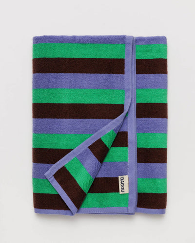 Baggu - Bath Towel - Mint 90's Stripe