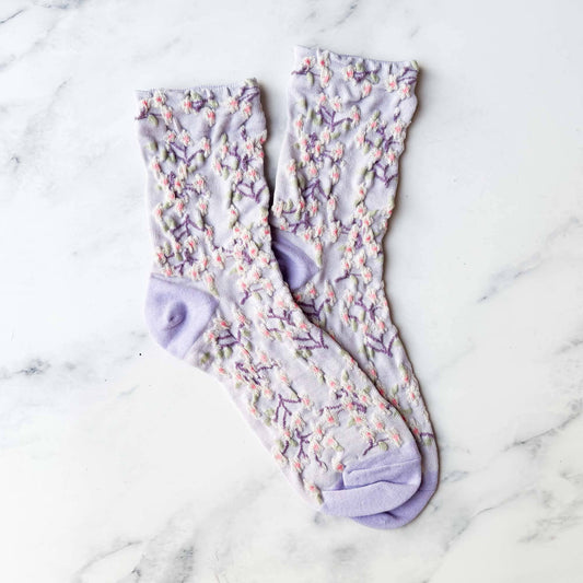 Socks - Spring Blossoms Lilac