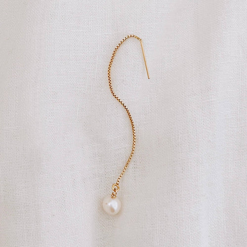 Earrings - Olive Threader -  Pearl