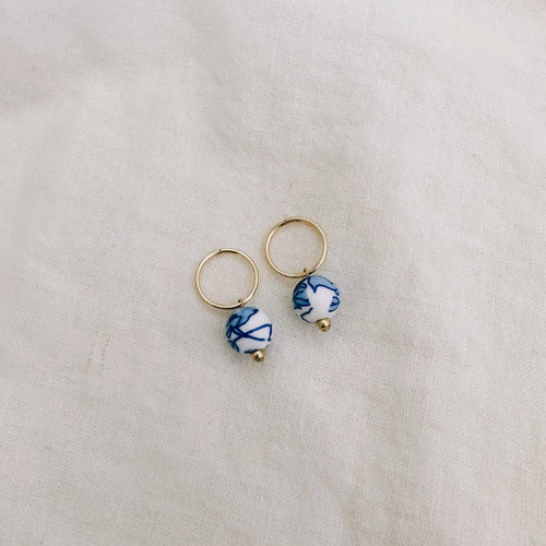 Earrings - Blair Hoops: Blue Porcelain