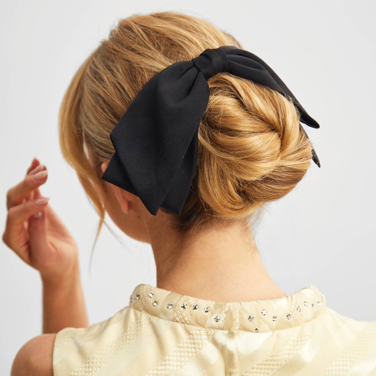 Kitsch - Recycled Fabric Bow Hair Clip 1pc- Black