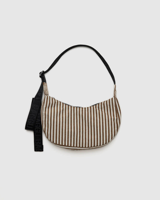 Baggu - Small Nylon Crescent Bag - Brown Stripe