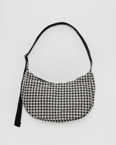 Baggu - Medium Nylon Crescent Bag - Black & White Gingham
