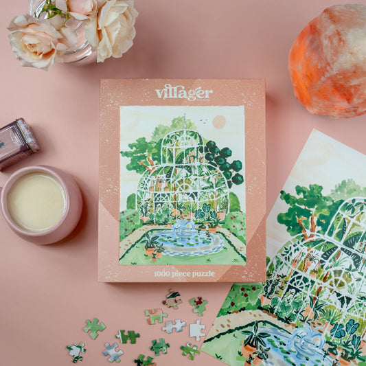 Villager Puzzles - Greenhouse Garden | 1000-Piece Puzzle for Adults | Designed in Canada by Artist Sabina Fenn