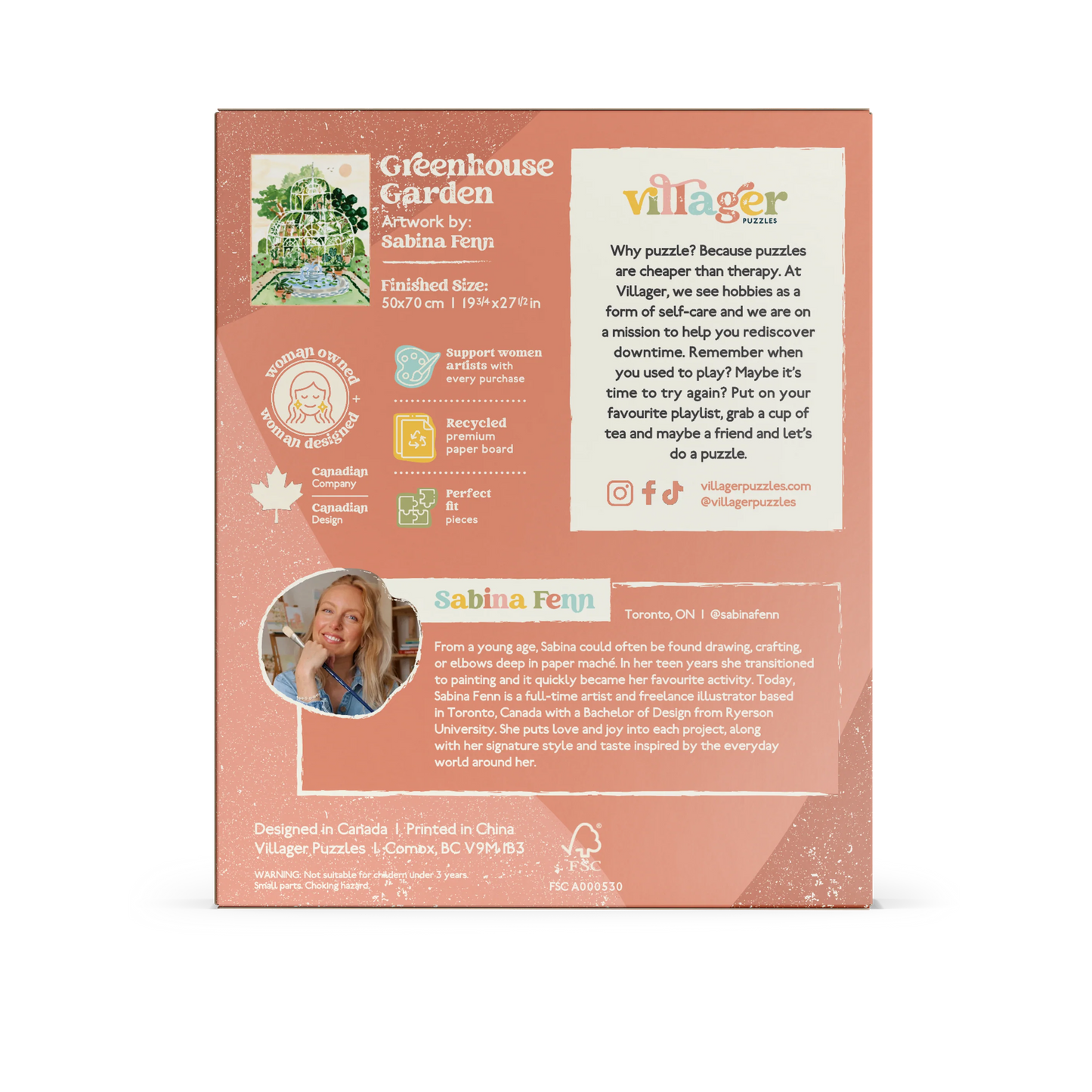 Villager Puzzles - Greenhouse Garden | 1000-Piece Puzzle for Adults | Designed in Canada by Artist Sabina Fenn