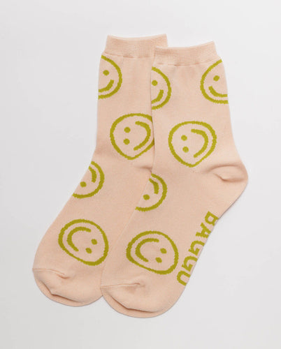 Baggu - Sock Crew - Light Pink Happy