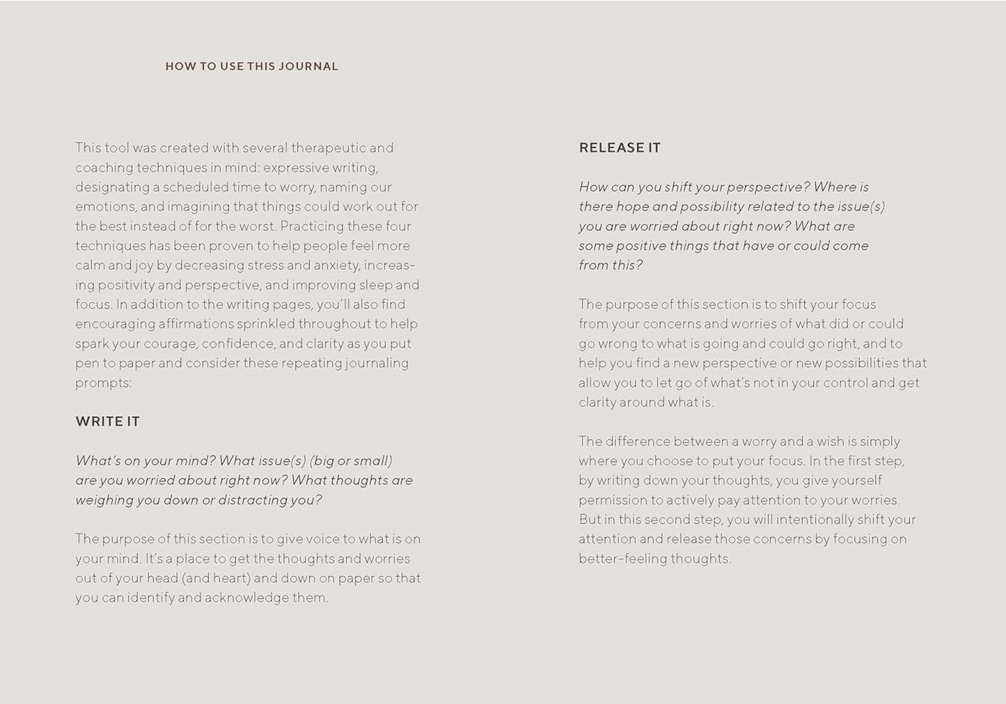 Journal - Write and Release Journal: Let Go of Worries and Make Space for Peace