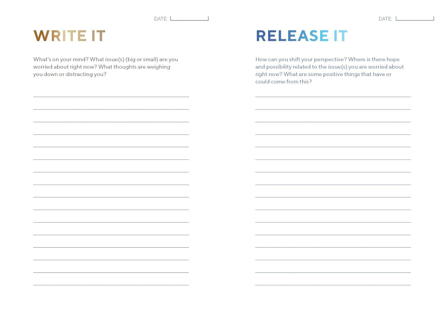 Journal - Write and Release Journal: Let Go of Worries and Make Space for Peace