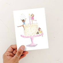 Birthday Cake Girls card: White