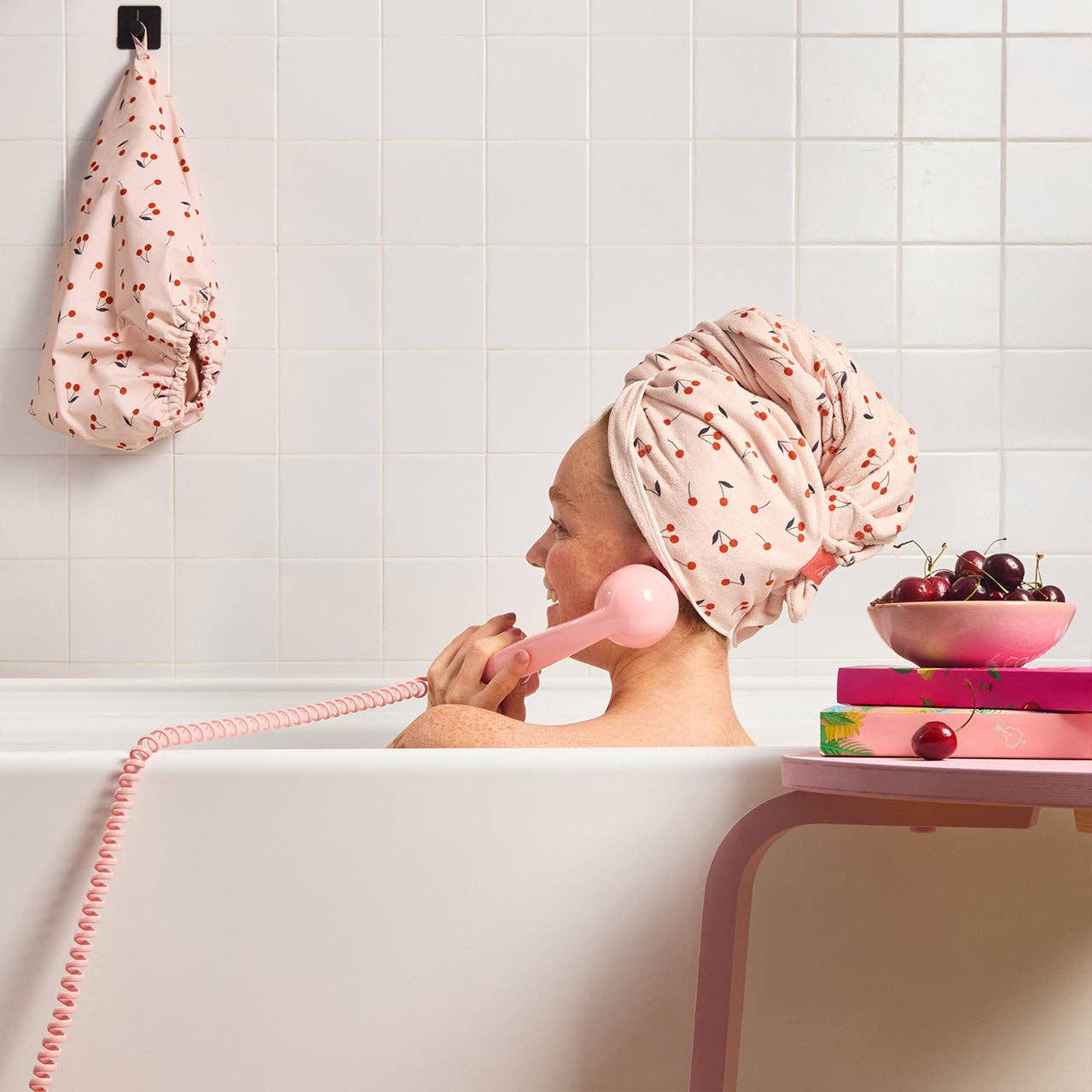 Hair Towel Wrap - XL - Cherry Print