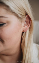 Earrings - Ribbed Bar Peridot Drops. Leaf