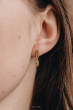 Earrings - Ribbed Bar Peridot Drops. Leaf