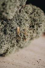 Earrings - Ribbed Bar Peridot Drops. Leaf