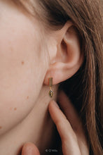 Earrings - Ribbed Bar Peridot Drops. Leaf