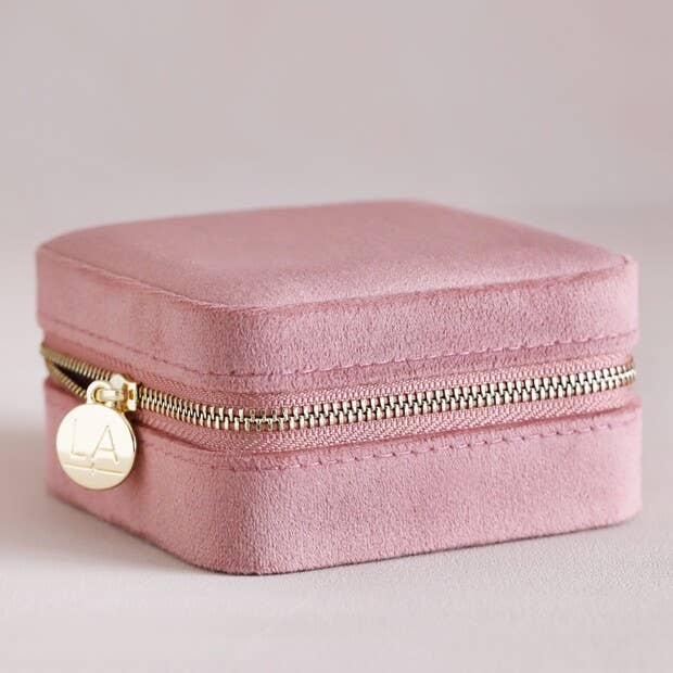 Jewellery Case - Rose Pink Velvet Square