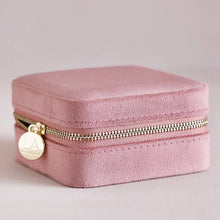 Rose Pink Velvet Square - Travel Jewellery Case