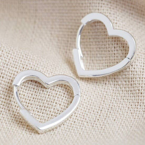 Earrings - Small Heart Hoop Earrings in Silver