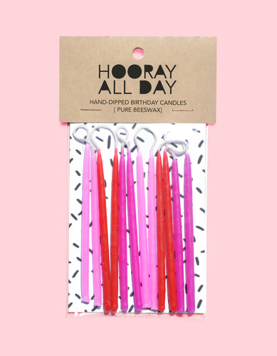 Birthday Candles - Pinks Hand-Dipped Beeswax