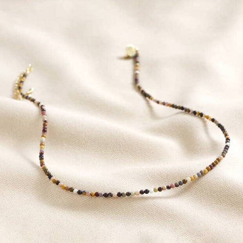 Delicate Brown Stone Beaded Necklace