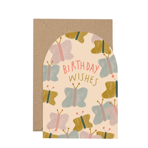 'Birthday Wishes' butterfly curved card