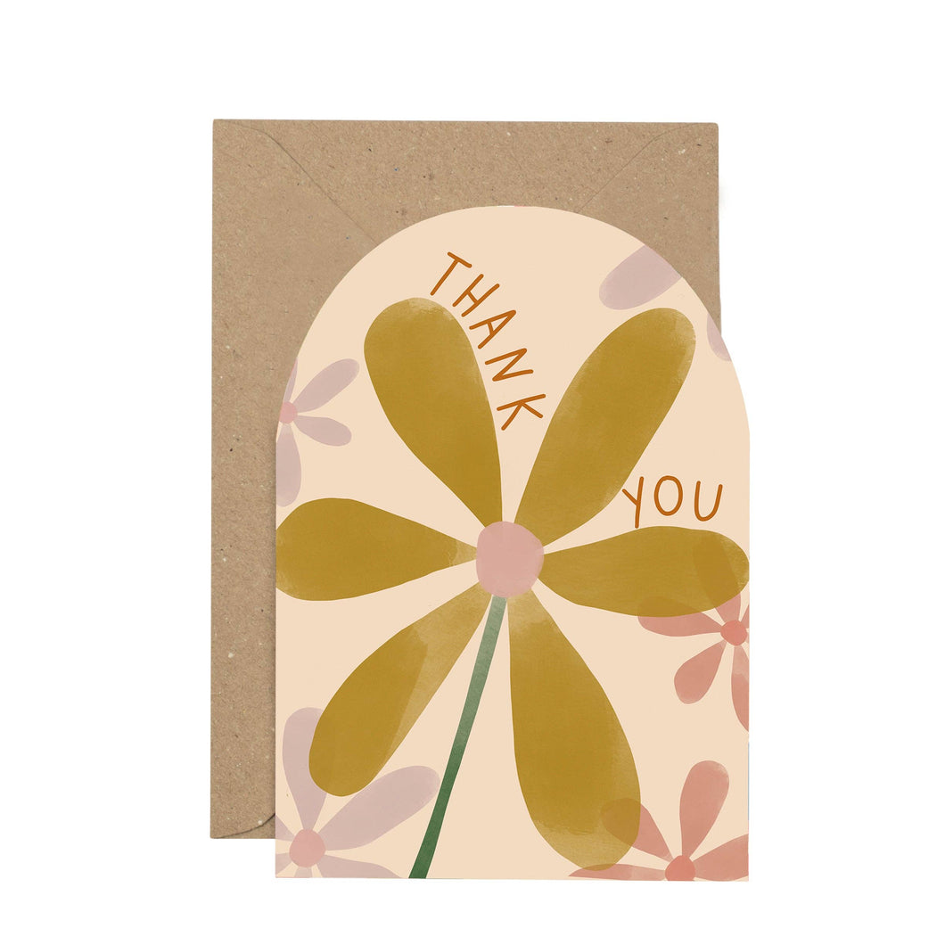 'Thank You' floral curved card